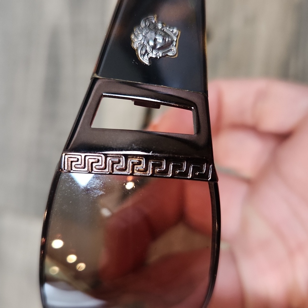 Versace Vintage Brown Tortoiseshell Mirror Rectangular Sunglasses‎ - Picture 10 of 15